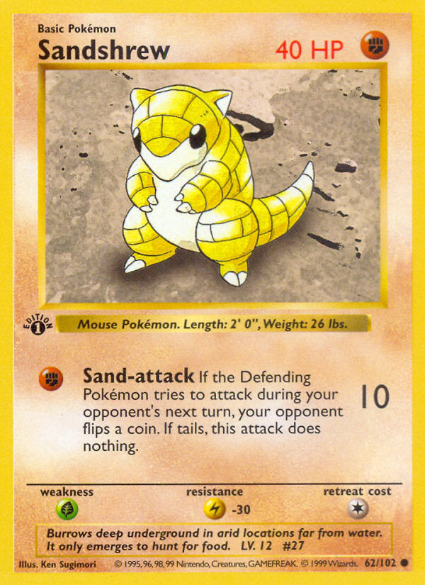 Base set Sandshrew #62/102 first edition